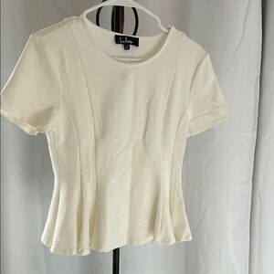 Lulu's Ivory Short Sleeve Peplum Tee